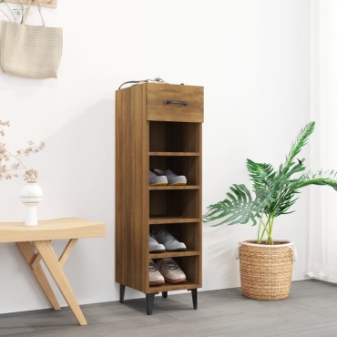 vidaXL Παπουτσοθήκη Καφέ Δρυς 30x35x105cm από Επεξεργασμένο Ξύλο