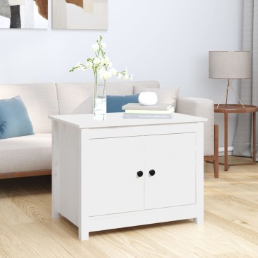 vidaXL Τραπεζάκι Σαλονιού Λευκό 71x49x55cm από Μασίφ Ξύλο Πεύκου 1 τεμ.