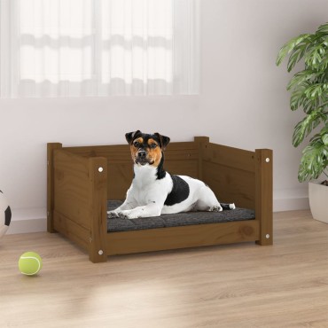 vidaXL Κρεβάτι Σκύλου Μελί 55,5x45,5x28 εκ. από Μασίφ Ξύλο Πεύκου