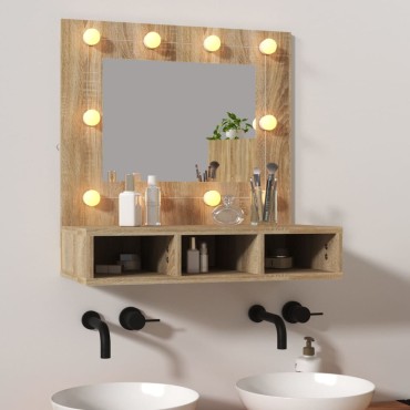 vidaXL Έπιπλο Καθρέπτη με LED Sonoma Δρυς 60x31,5x62cm 1 τεμ.