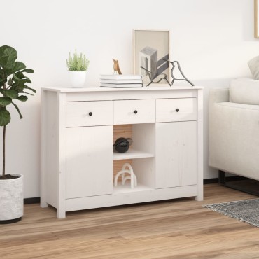 vidaXL Μπουφές Λευκός 100x35x75cm από Μασίφ Ξύλο Πεύκου 1 τεμ.