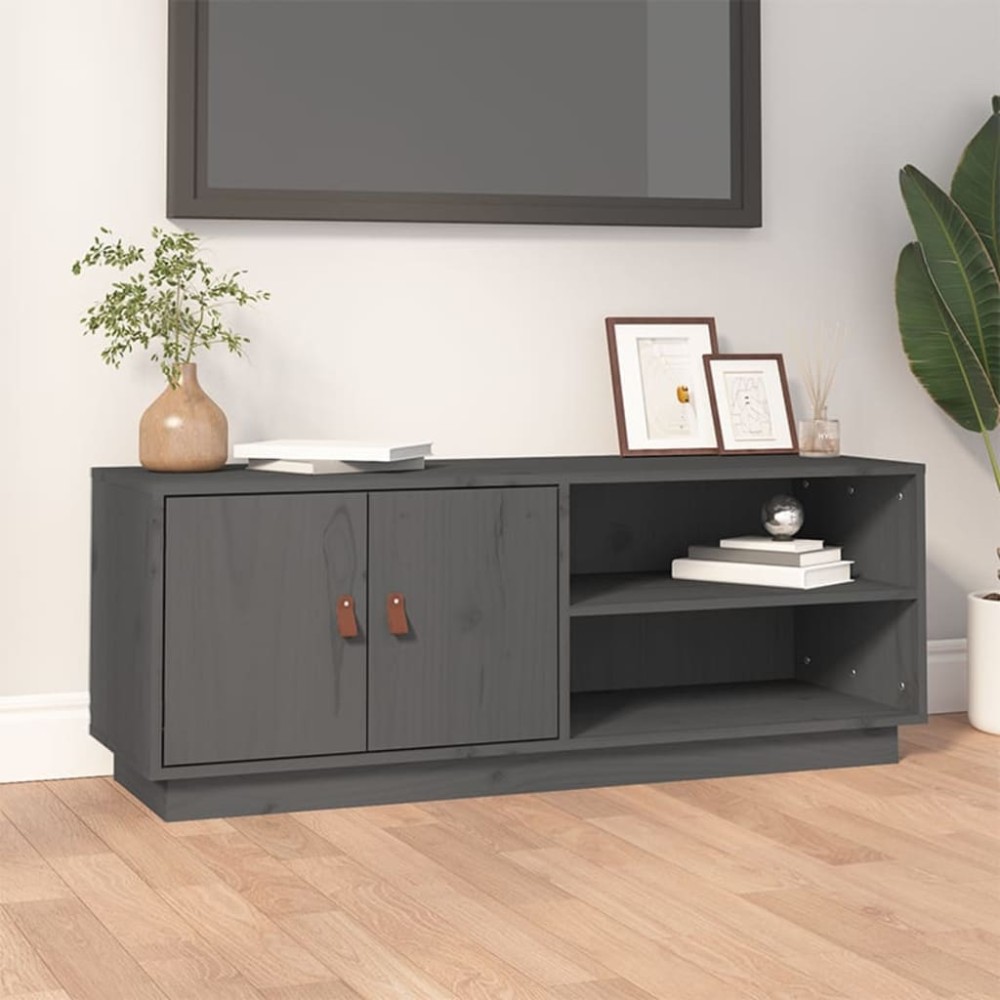 vidaXL Έπιπλο Τηλεόρασης Γκρι 105x34x40cm από Μασίφ Ξύλο Πεύκου