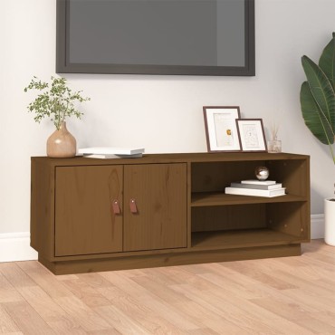 vidaXL Έπιπλο Τηλεόρασης Καφέ Μελί 105x34x40cm από Μασίφ Ξύλο Πεύκου