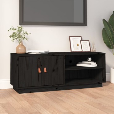vidaXL Έπιπλο Τηλεόρασης Μαύρο 105x34x40cm από Μασίφ Ξύλο Πεύκου