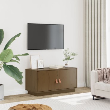 vidaXL Έπιπλο Τηλεόρασης Καφέ Μελί 80x34x40cm από Μασίφ Ξύλο Πεύκου