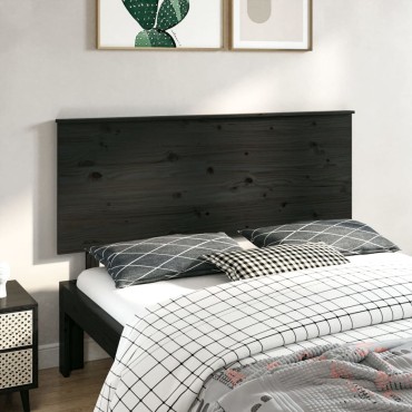 vidaXL Κεφαλάρι Κρεβατιού Μαύρο 144x6x82,5cm Μασίφ Ξύλο Πεύκου 1 τεμ.