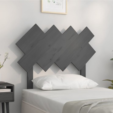 vidaXL Κεφαλάρι Κρεβατιού Γκρι 92x3x81cm από Μασίφ Ξύλο Πεύκου 1 τεμ.
