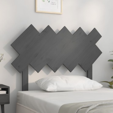 vidaXL Κεφαλάρι Κρεβατιού Γκρι 104x3x80,5cm από Μασίφ Ξύλο Πεύκου 1 τεμ.