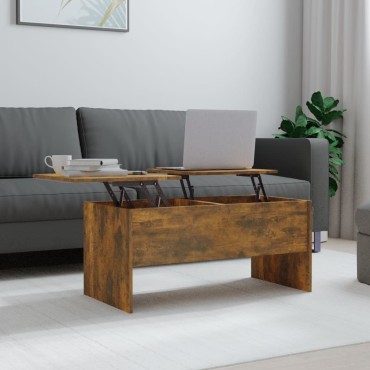 vidaXL Τραπεζάκι Σαλονιού Καπνιστή Δρυς102x50,5x46,5cm Επεξεργασμ.Ξύλο 1 τεμ.