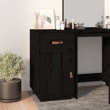 vidaXL Ντουλάπι Γραφείου Μαύρο 40x50x75cm Μασίφ Ξύλο Πεύκου 1 τεμ.