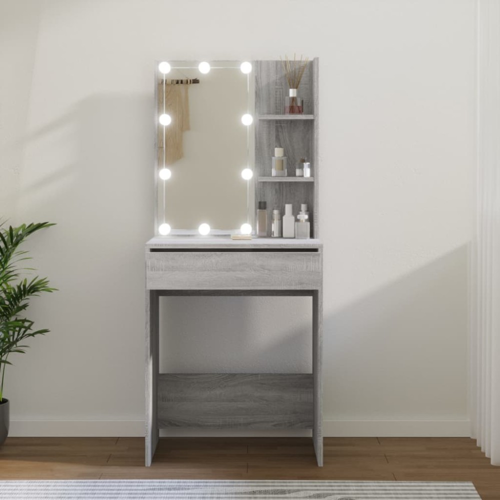 vidaXL Μπουντουάρ με LED Γκρι Sonoma 60x40x140cm