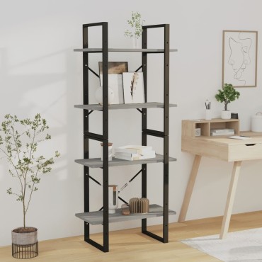 vidaXL Βιβλιοθήκη με 4 Ράφια Γκρι Sonoma 60x30x140cm Επεξεργ. Ξύλο 1 τεμ.