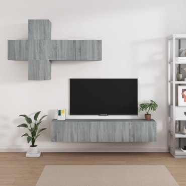 vidaXL Σετ Επίπλων Τηλεόρασης 7 τεμ. Γκρι Sonoma Επεξεργασμένο Ξύλο