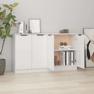 vidaXL Ντουλάπια 2 τεμ. Γυαλιστερό Λευκό 60x30x70cm Επεξεργασμένο Ξύλο