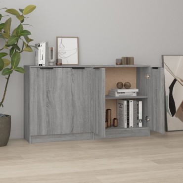 vidaXL Ντουλάπι 2 τεμ. Γκρι Sonoma 60x30x70cm από Επεξεργασμένο Ξύλο