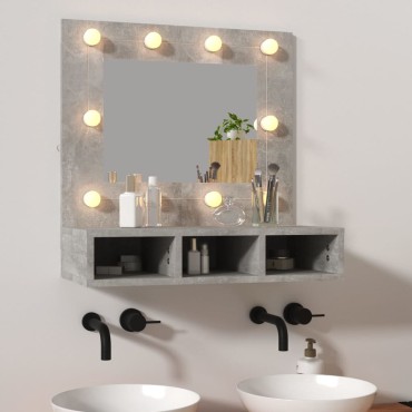 vidaXL Έπιπλο Καθρέπτη με LED Γκρι Σκυροδέματος 60x31,5x62cm 1 τεμ.