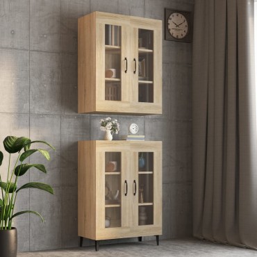 vidaXL Κρεμαστό Ντουλάπι Τοίχου Sonoma Δρυς 69,5x34x90cm Επεξ. Ξύλο 1 τεμ.