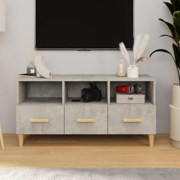 vidaXL Έπιπλο Τηλεόρασης Γκρι Σκυροδέματος 102x36x50cm Επεξ. Ξύλο