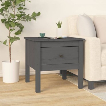 vidaXL Βοηθητικό Τραπέζι Γκρι 50x50x49cm από Μασίφ Ξύλο Πεύκου 1 τεμ.