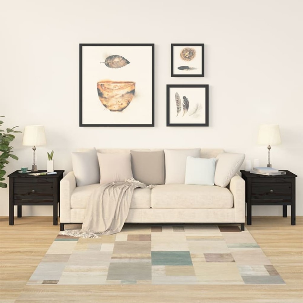 vidaXL Βοηθητικά Τραπέζια 2 τεμ. Μαύρος 50x50x49cm Μασίφ Ξύλο Πεύκου