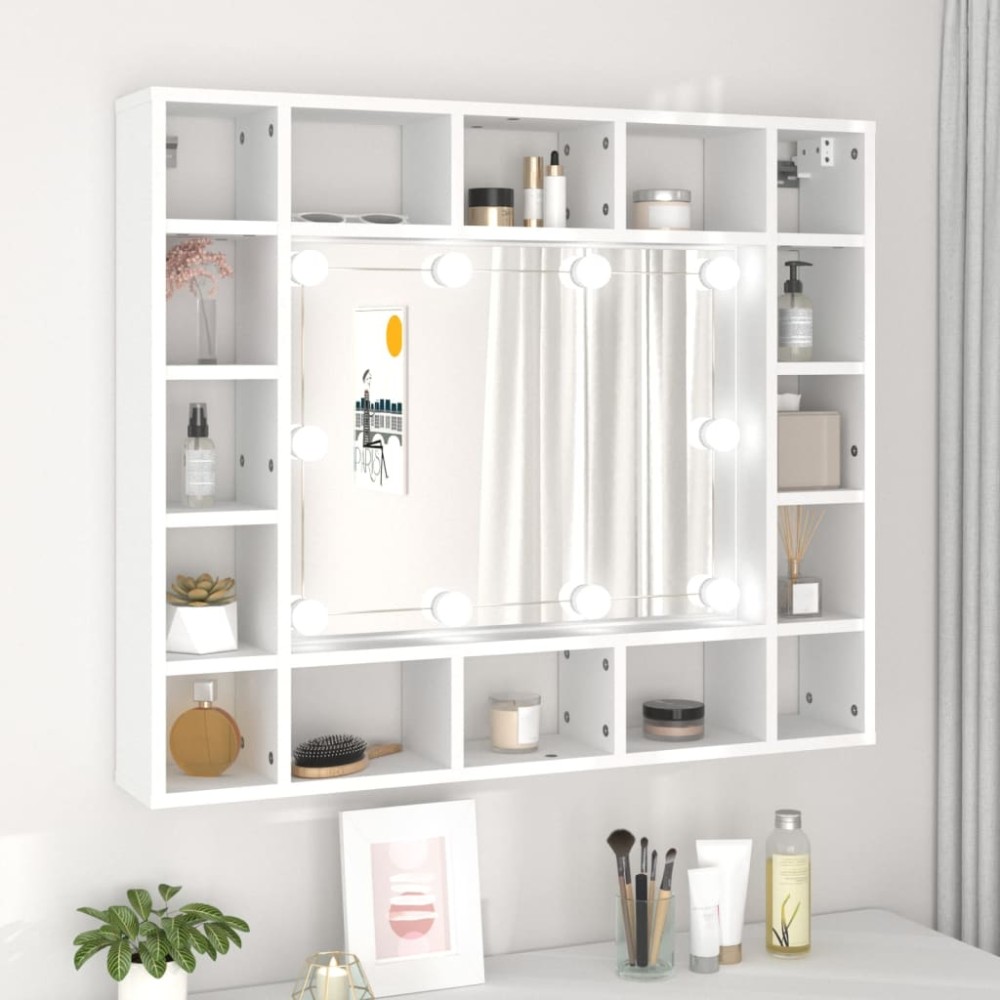 vidaXL Έπιπλο Καθρέπτη με LED Λευκό 91x15x76,5cm 1 τεμ.