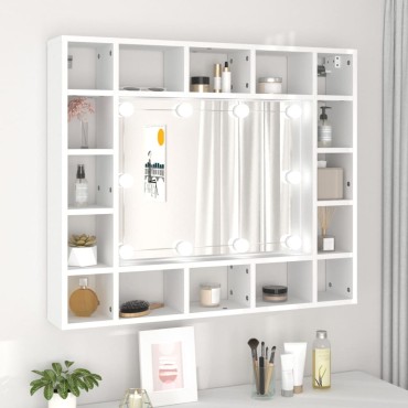 vidaXL Έπιπλο Καθρέπτη με LED Λευκό 91x15x76,5cm 1 τεμ.