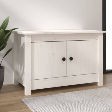 vidaXL Παπουτσοθήκη Λευκή 70x38x45,5cm από Μασίφ Ξύλο Πεύκου
