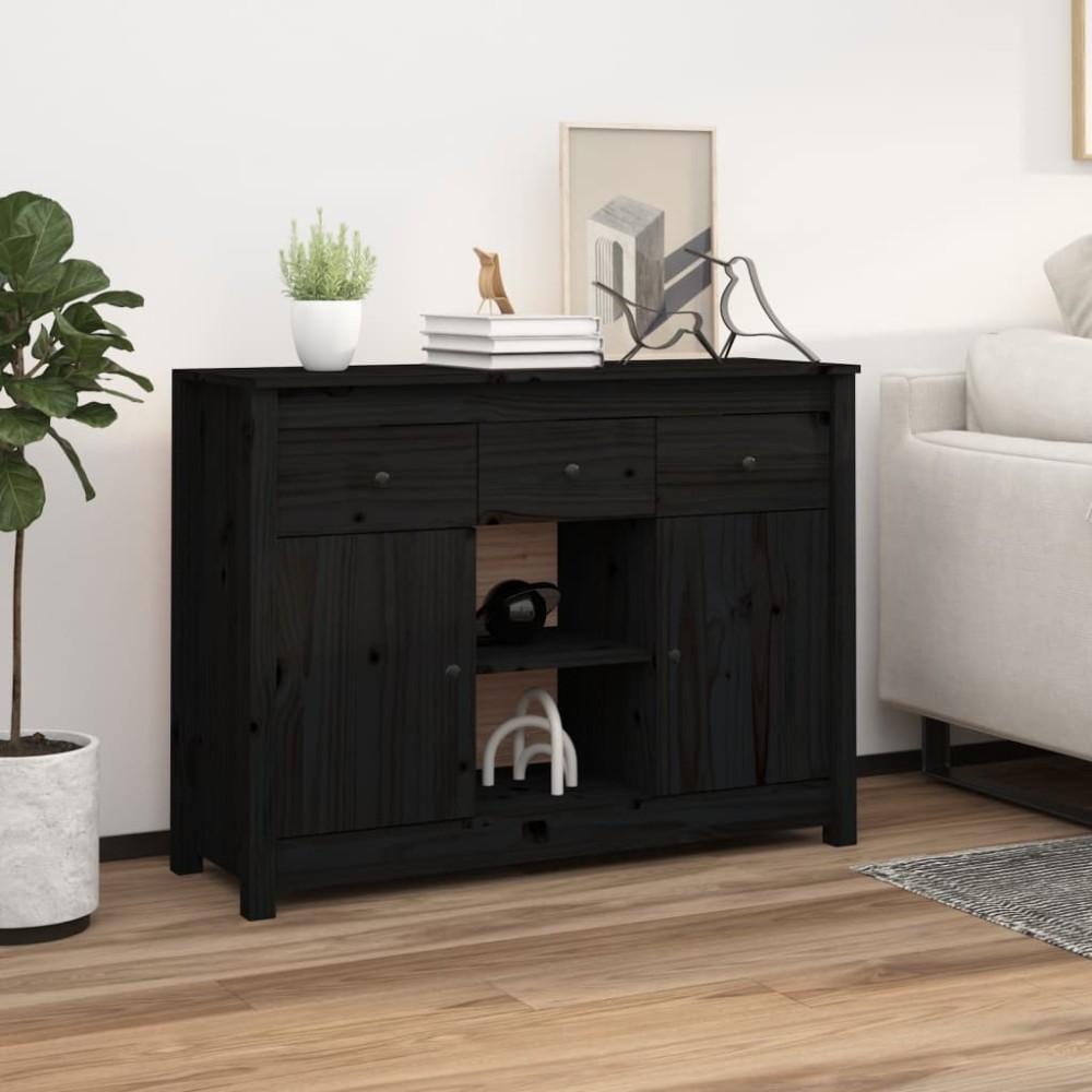 vidaXL Ντουλάπι Μαύρο 100x35x74,5cm από Μασίφ Ξύλο Πεύκου 1 τεμ.