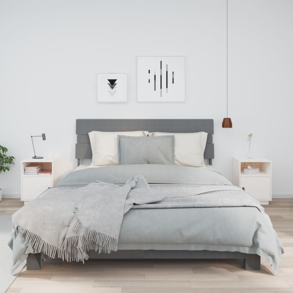 vidaXL Κομοδίνα 2 τεμ. Λευκά 40x34x55cm από Μασίφ Ξύλο Πεύκου