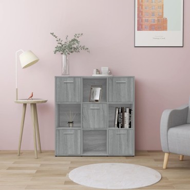 vidaXL Βιβλιοθήκη Γκρι Sonoma 90x30x90cm από Επεξεργασμένο Ξύλο 1 τεμ.