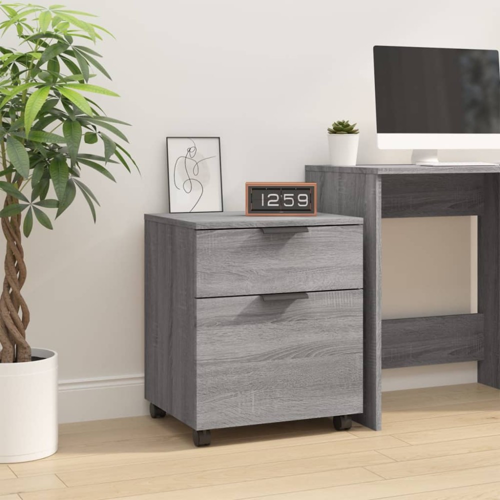 vidaXL Αρχειοθήκη Φορητή Γκρι sonoma45x38x54cm Επεξ. Ξύλο με Ρόδες 1 τεμ.