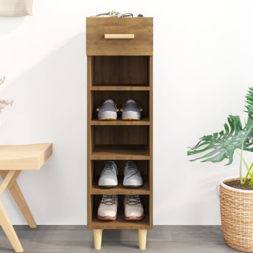 vidaXL Παπουτσοθήκη Καφέ Δρυς 30x35x105cm από Επεξεργασμένο Ξύλο