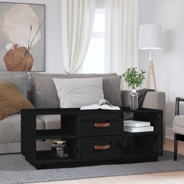 vidaXL Τραπεζάκι Σαλονιού Μαύρο 100x50x41cm από Μασίφ Ξύλο Πεύκου 1 τεμ.