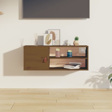 vidaXL Ντουλάπι Τοίχου Καφέ Μελί 80x30x30cm από Μασίφ Ξύλο Πεύκου 1 τεμ.