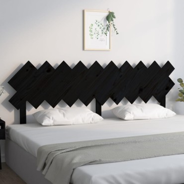 vidaXL Κεφαλάρι Κρεβατιού Μαύρο 196x3x80,5cm Μασίφ Ξύλο Πεύκου 1 τεμ.