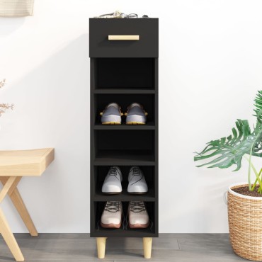 vidaXL Παπουτσοθήκη Μαύρη 30x35x105cm από Επεξεργασμένο Ξύλο