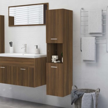 vidaXL Ντουλάπι Μπάνιου Καφέ Δρυς 30x30x130cm Επεξεργασμένο Ξύλο 1 τεμ.