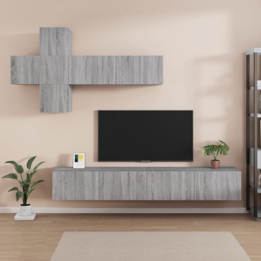 vidaXL Σετ Επίπλων Τηλεόρασης 7 τεμ. Γκρι Sonoma Επεξεργασμένο Ξύλο