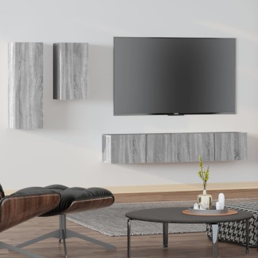 vidaXL Σετ Επίπλων Τηλεόρασης 4 τεμ. Γκρι Sonoma Επεξεργασμένο Ξύλο