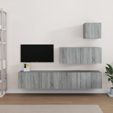 vidaXL Σετ Επίπλων Τηλεόρασης 4 τεμ. Γκρι Sonoma Επεξεργασμένο Ξύλο