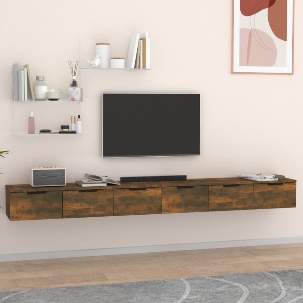 vidaXL Ντουλάπια Τοίχου 2 τεμ. Καπνιστή Δρυς 102x30x32cm Επεξ. Ξύλο