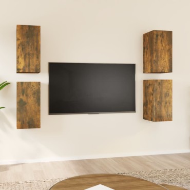 vidaXL Έπιπλα Τηλεόρασης4 τεμ. Καπν. Δρυς 30,5x30x60cm Επ. Ξύλο