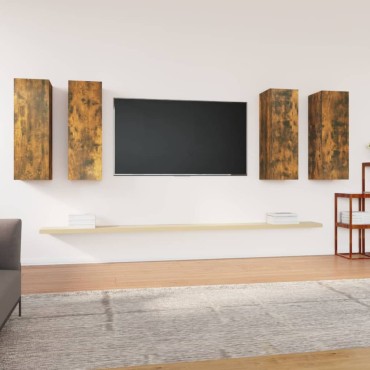vidaXL Έπιπλα Τηλεόρασης4 τεμ. Καπν. Δρυς 30,5x30x90cm Επ. Ξύλο