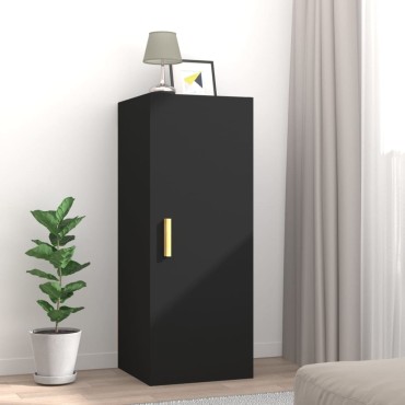 vidaXL Ντουλάπι Τοίχου Μαύρο 34,5x34x90cm Επεξεργασμένο Ξύλο 1 τεμ.
