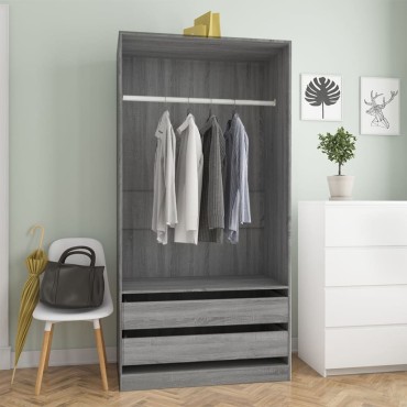 vidaXL Ντουλάπα Γκρι Sonoma 100x50x200cm από Επεξεργασμένο Ξύλο 1 τεμ.