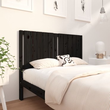 vidaXL Κεφαλάρι Κρεβατιού Μαύρο 125,5x4x100cm Μασίφ Ξύλο Πεύκου 1 τεμ.