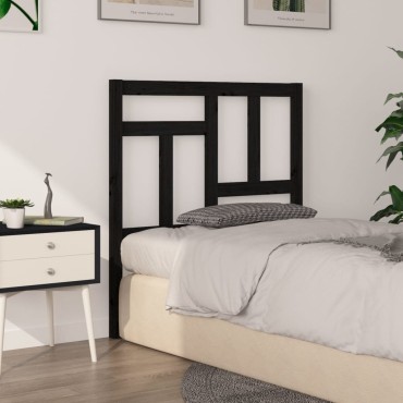vidaXL Κεφαλάρι Κρεβατιού Μαύρο 80,5x4x100cm Μασίφ Ξύλο Πεύκου 1 τεμ.