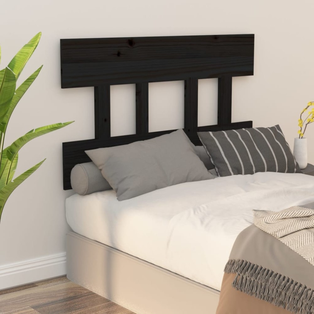 vidaXL Κεφαλάρι Κρεβατιού Μαύρο 93,5x3x81cm από Μασίφ Ξύλο Πεύκου 1 τεμ.
