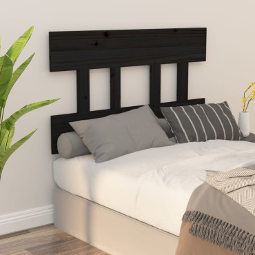 vidaXL Κεφαλάρι Κρεβατιού Μαύρο 103,5x3x81cm Μασίφ Ξύλο Πεύκου 1 τεμ.