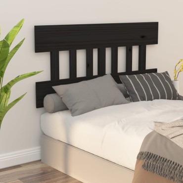 vidaXL Κεφαλάρι Κρεβατιού Μαύρο 153,5x3x81cm Μασίφ Ξύλο Πεύκου 1 τεμ.